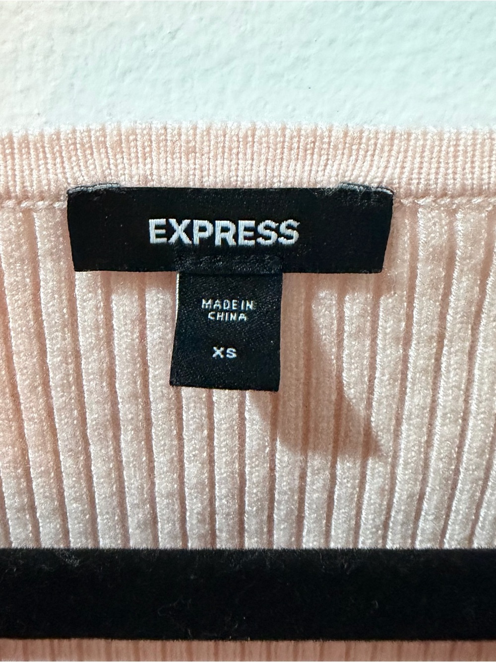 Express Light Pink Ribbed Knit Top - Picture 2 of 3